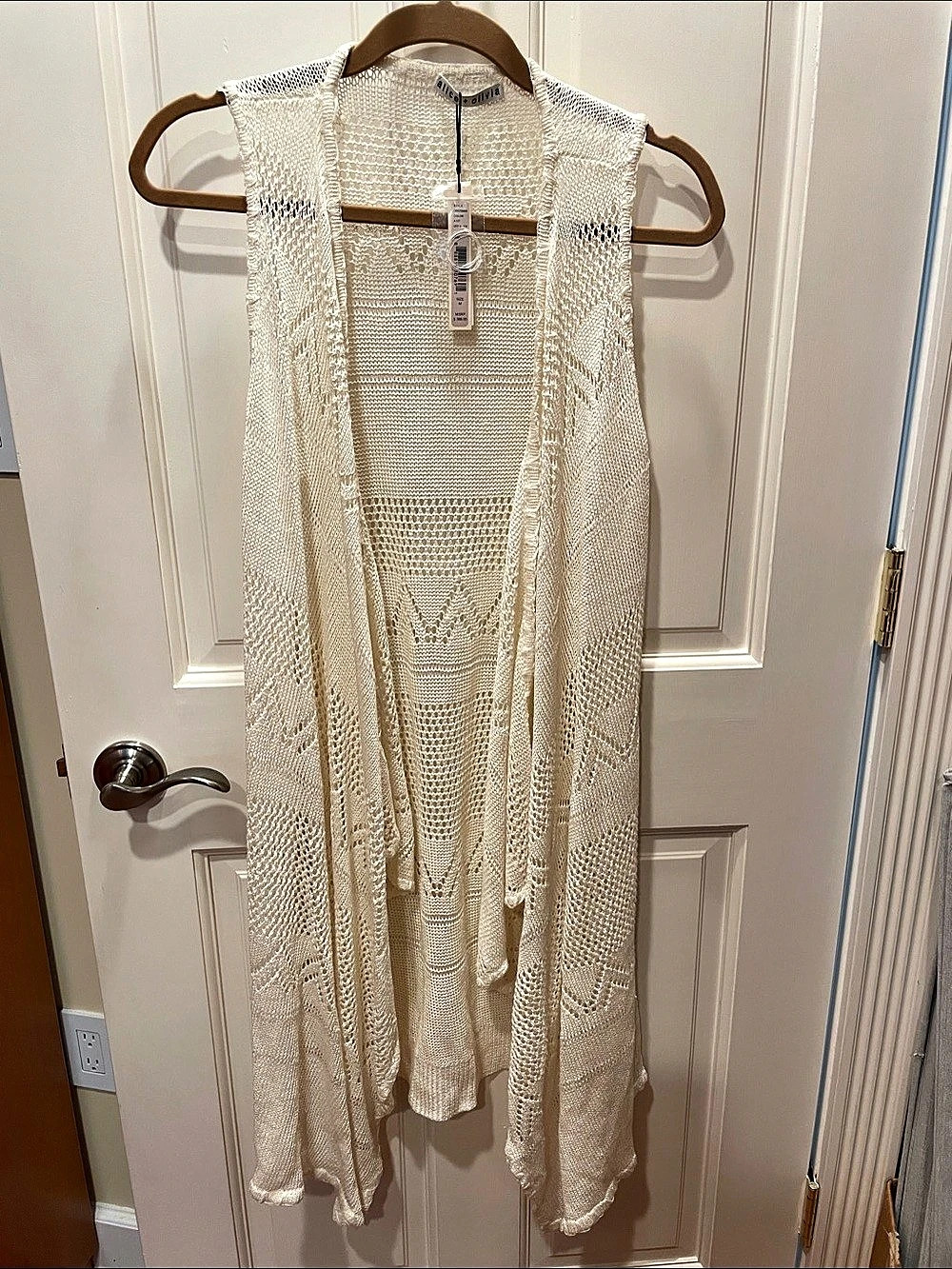 Alice + Olivia Open Front Knit Cardigan in White Size Medium NWT
